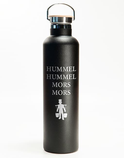 Flasche Edelstahl 1,0L schwarz mit Lasergravur - Hamburg Edition "Hummel Hummel - Mors Mors"