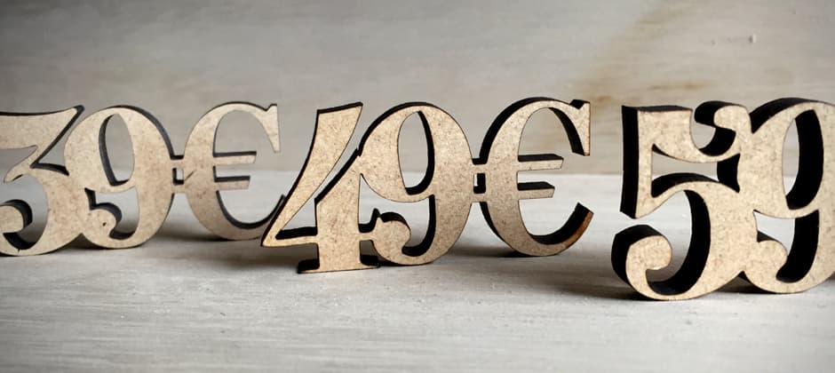 Preisschild aus Holz